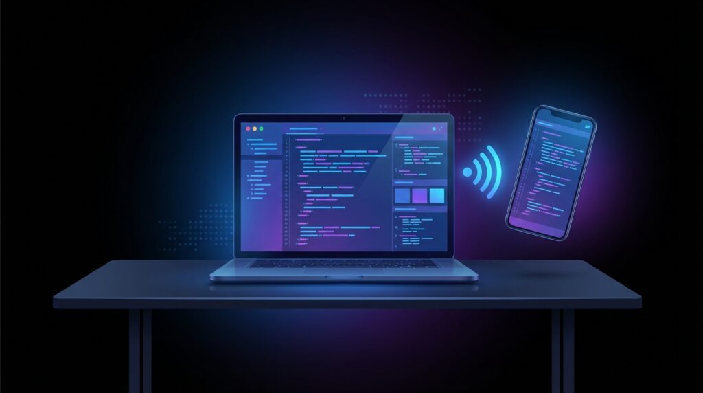 Claude Code Remote Control showing laptop to phone terminal handoff